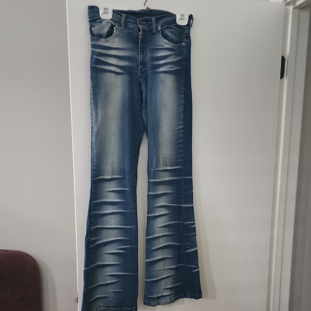 bebe Dark Blue Flare Jeans